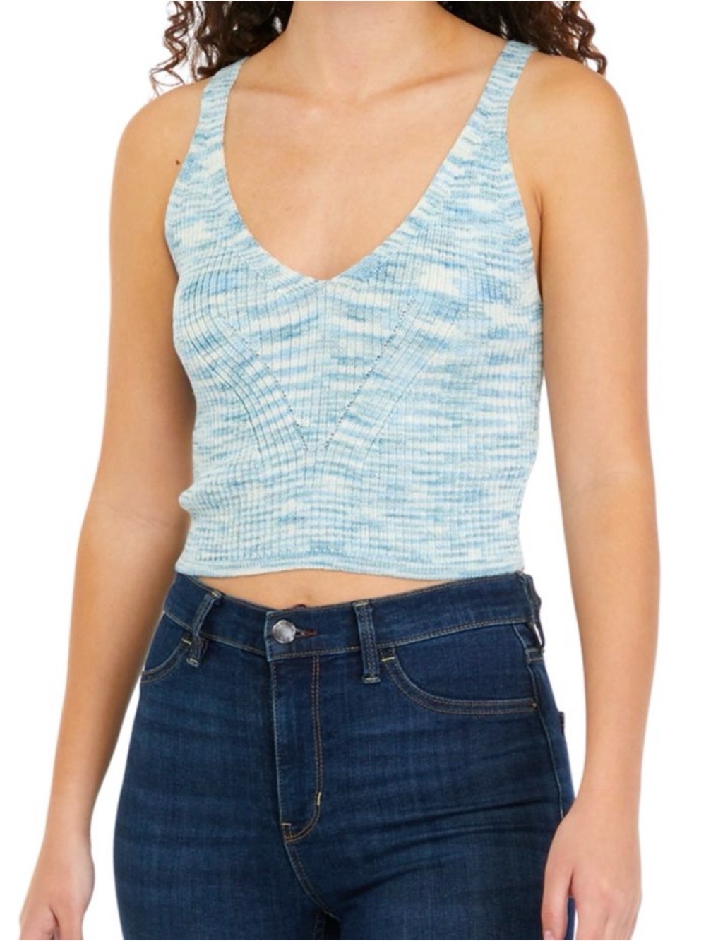 True Craft Space-Dye V-Neck Knit Sweater Tank Top Size XL